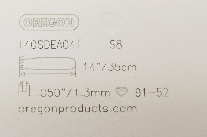 Oznaczenia na prowadnicy Oregon 140SDEA041